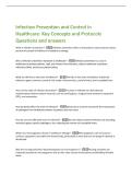 Infection Prevention and Control in  Healthcare&colon; Key Concepts and Protocols  Questions and answers 