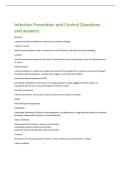 Infection Prevention and Control Questions  and answers 