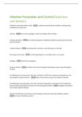 Infection Prevention and Control Questions  and answers 