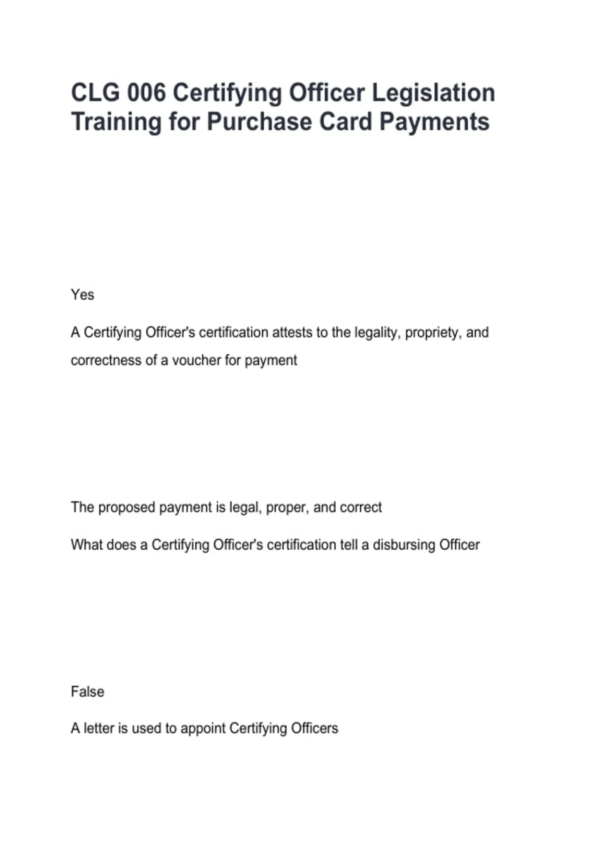 CLG 006 Certifying Officer Legislation Training | Purchase Card ...