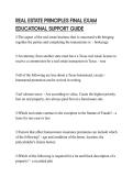 REAL ESTATE PRINCIPLES FINAL EXAM EDUCATIONAL SUPPORT GUIDE
