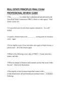 REAL ESTATE PRINCIPLES FINAL EXAM PROFESSIONAL REVIEW GUIDE