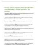 Nursing Clinical Judgment&comma; Vital Signs & Health  Assessment Key Concepts Questions and  answers 