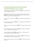 Nursing Health Assessment and Clinical  Judgment Questions and answers 