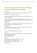 Nursing Process&comma; Health History and Physical  Assessment Questions and answers 