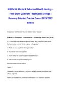 NUR2459&colon; Mental & Behavioral Health Nursing &ndash; Final Exam Quiz Bank &vert; Rasmussen College &vert; Recovery-Oriented Practice Focus &vert; 2026&sol;2027 Edition