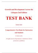 Complete Test Bank - Growth and Development Across the Lifespan&comma; 2nd Edition &ndash; Gloria Leifer&comma; Eve Fleck &ndash; ISBN 9781455745456 &lpar;All Chapters Covered 1&ndash;16&rpar;