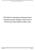 TEST BANK for An Introduction to Management Science&colon; Quantitative Approach 15th Edition by David Anderson&comma; Dennis Sweeney&comma; Thomas Williams and Jeffrey Camm&period;