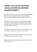 VERMONT TYPE II SCHOOL BUS LICENSE ACTUAL EXAM PAPER 2026 QUESTIONS SOLUTIONS GRADED A&plus;