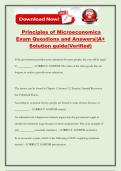 Principles of Microeconomics Exam Questions and Answers&vert;&vert;A&plus; Solution guide&lpar;Verified&rpar;