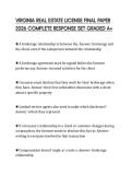 VIRGINIA REAL ESTATE LICENSE FINAL PAPER 2026 COMPLETE RESPONSE SET GRADED A&plus;