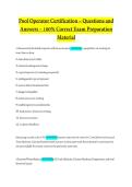 Pool Operator Certification &ndash; Questions and Answers &ndash; 100&percnt; Correct Exam Preparation Material