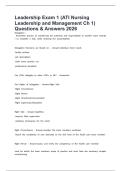 Leadership Exam 1 &lpar;ATI Nursing Leadership and Management Ch 1&rpar; Questions & Answers 2026