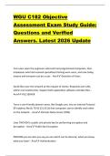 WGU C182 Objective  Assessment Exam Study Guide&colon;  Questions and Verified  Answers&period; Latest 2026 Update 