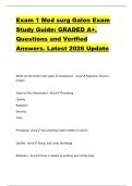 Exam 1 Med surg Galen Exam  Study Guide&colon; GRADED A&plus;&period;  Questions and Verified  Answers&period; Latest 2026 Update 