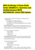 HESI A2 Biology v2 Exam Study  Guide&colon; GRADED A&plus;&period; Questions and  Verified Answers WITH  RATIONALES&period; Latest 2026 Update 