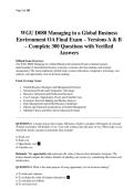 WGU D080 Managing in a Global Business Environment OA Final Exam &ndash; Versions A & B &ndash; Complete 300 Questions with Verified Answers&period;pdf