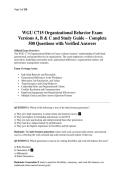 WGU C715 Organizational Behavior Exam Versions A&comma; B & C and Study Guide &ndash; Complete 500 Questions with Verified Answers&period;pdf