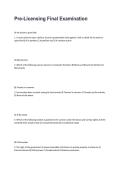 Pre-Licensing Final Examination Study Guide Practice Questions Test Bank and Detailed Solutions 2025&sol; 2026