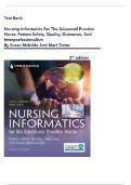 Test Bank for Nursing Informatics for the Advanced Practice Nurse&colon; Patient Safety&comma; Quality&comma; Outcomes&comma; and Interprofessionalism &ndash; 3rd Edition &lpar;Susan McBride & Mari Tietze&rpar; &vert; APRN & DNP Exam Prep 2025&sol;2026