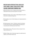 ERSC181 B001 INTRODUCTION GEOLOGY APUS WEEK 8 FINAL EXAM STUDY GUIDE SOLVED QUESTIONS VERIFIED 2026