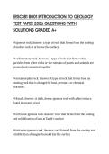 ERSC181 B001 INTRODUCTION TO GEOLOGY TEST PAPER 2026 QUESTIONS WITH SOLUTIONS GRADED A&plus;