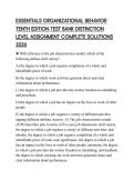 ESSENTIALS ORGANIZATIONAL BEHAVIOR TENTH EDITION TEST BANK DISTINCTION LEVEL ASSIGNMENT COMPLETE SOLUTIONS 2026