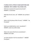 FLORIDA CIVICS LITERACY EXAM QUESTIONS AND  ANSWERS  WITH CORRECT SOLUTIONS 100&percnt; 
