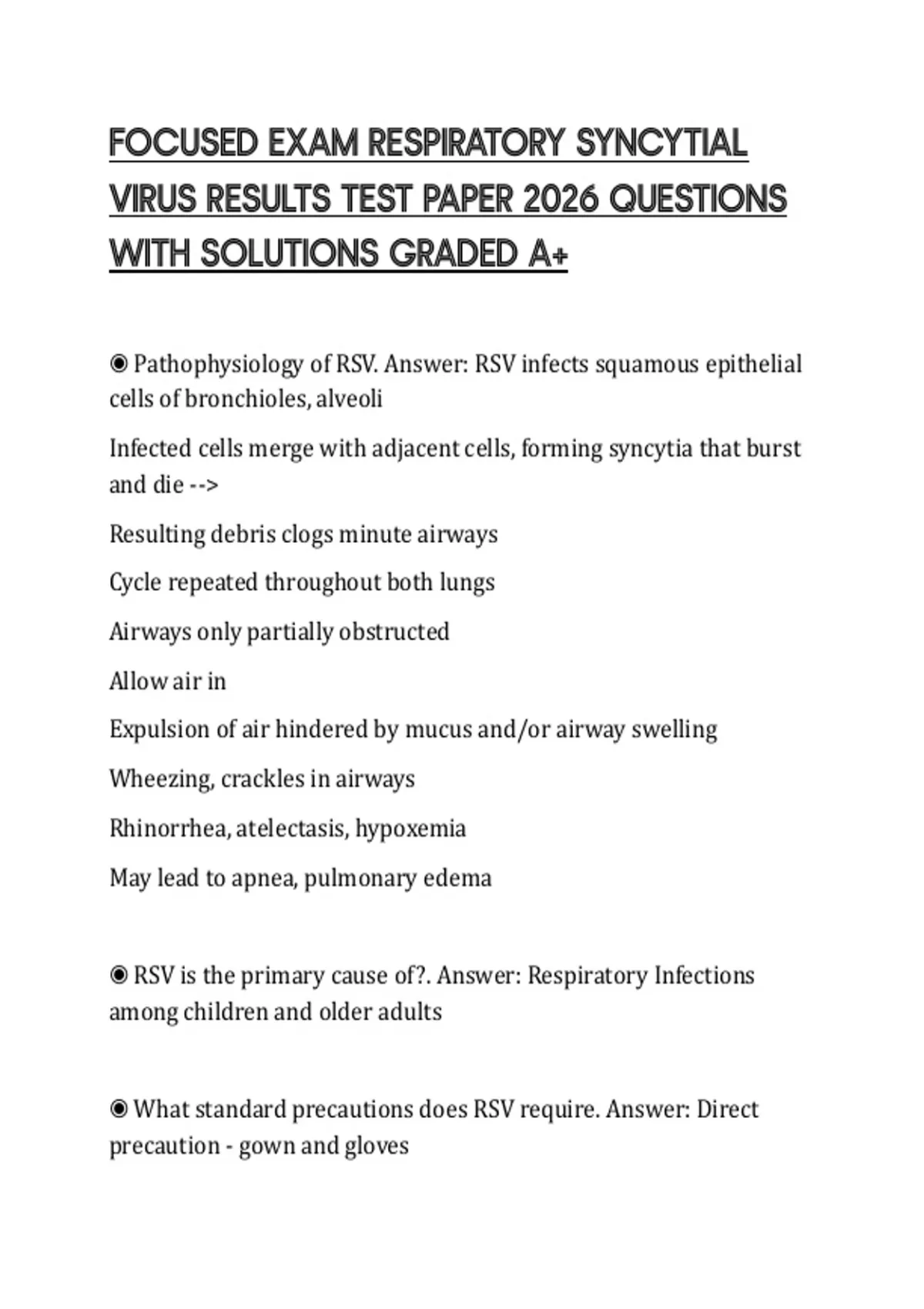 FOCUSED EXAM RESPIRATORY SYNCYTIAL VIRUS RESULTS TEST PAPER 2026 ...