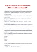 MCAT Biochemistry Practice 2026&sol;2027 &ndash; Practice Questions with 100&percnt; Correct Answers &vert; Graded A&plus;