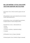 BIOL 2300 MIDTERM 1 ACTUAL EXAM SCRIPT 2026 EXAM QUESTIONS AND SOLUTIONS
