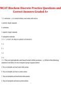 MCAT Biochemistry Discrete Practice 2026&sol;2027 &ndash; Practice Questions with Correct Answers &vert; Graded A&plus;