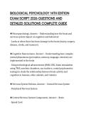 BIOLOGICAL PSYCHOLOGY 14TH EDITION EXAM SCRIPT 2026 QUESTIONS AND DETAILED SOLUTIONS COMPLETE GUIDE