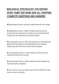 BIOLOGICAL PSYCHOLOGY 14TH EDITION STUDY GUIDE TEST BANK 2026 ALL CHAPTERS COMPLETE QUESTIONS AND ANSWERS