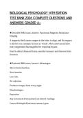 BIOLOGICAL PSYCHOLOGY 14TH EDITION TEST BANK 2026 COMPLETE QUESTIONS AND ANSWERS GRADED A&plus;
