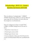 Pathophysiology - BIOD 331 - Module 1 Questions And Answers 2025&sol;2026