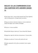 BIOLOGY 123 LAB COMPREHENSIVE EXAM 2026 QUESTIONS WITH ANSWERS GRADED A&plus;