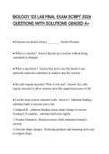 BIOLOGY 123 LAB FINAL EXAM SCRIPT 2026 QUESTIONS WITH SOLUTIONS GRADED A&plus;