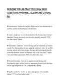 BIOLOGY 123 LAB PRACTICE EXAM 2026 QUESTIONS WITH FULL SOLUTIONS GRADED A&plus;