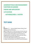 Leadership Roles & Management Functions in Nursing 11th Ed Test Bank &vert; Huston Nursing Leadership MCQs 2026