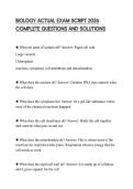 BIOLOGY ACTUAL EXAM SCRIPT 2026 COMPLETE QUESTIONS AND SOLUTIONS