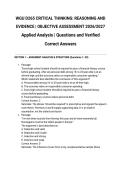 WGU D265 CRITICAL THINKING&colon; REASONING AND EVIDENCE &vert; OBJECTIVE ASSESSMENT 2026&sol;2027 Applied Analysis &vert; Questions and Verified Correct Answers