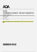 AQA GCSE COMBINED SCIENCE&colon; TRILOGY 8464&sol;P&sol;1F Physics Paper 1F Mark scheme June 2025