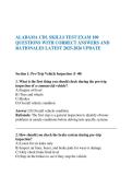 ALABAMA CDL SKILLS TEST EXAM 100 QUESTIONS WITH CORRECT ANSWERS AND RATIONALES LATEST 2025-2026 UPDATE