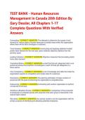 Dessler HRM Canada 20E Test Bank &vert; All Chapters 1-17 &vert; Verified