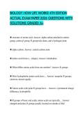 BIOLOGY HOW LIFE WORKS 4TH EDITION ACTUAL EXAM PAPER 2026 QUESTIONS WITH SOLUTIONS GRADED A&plus;
