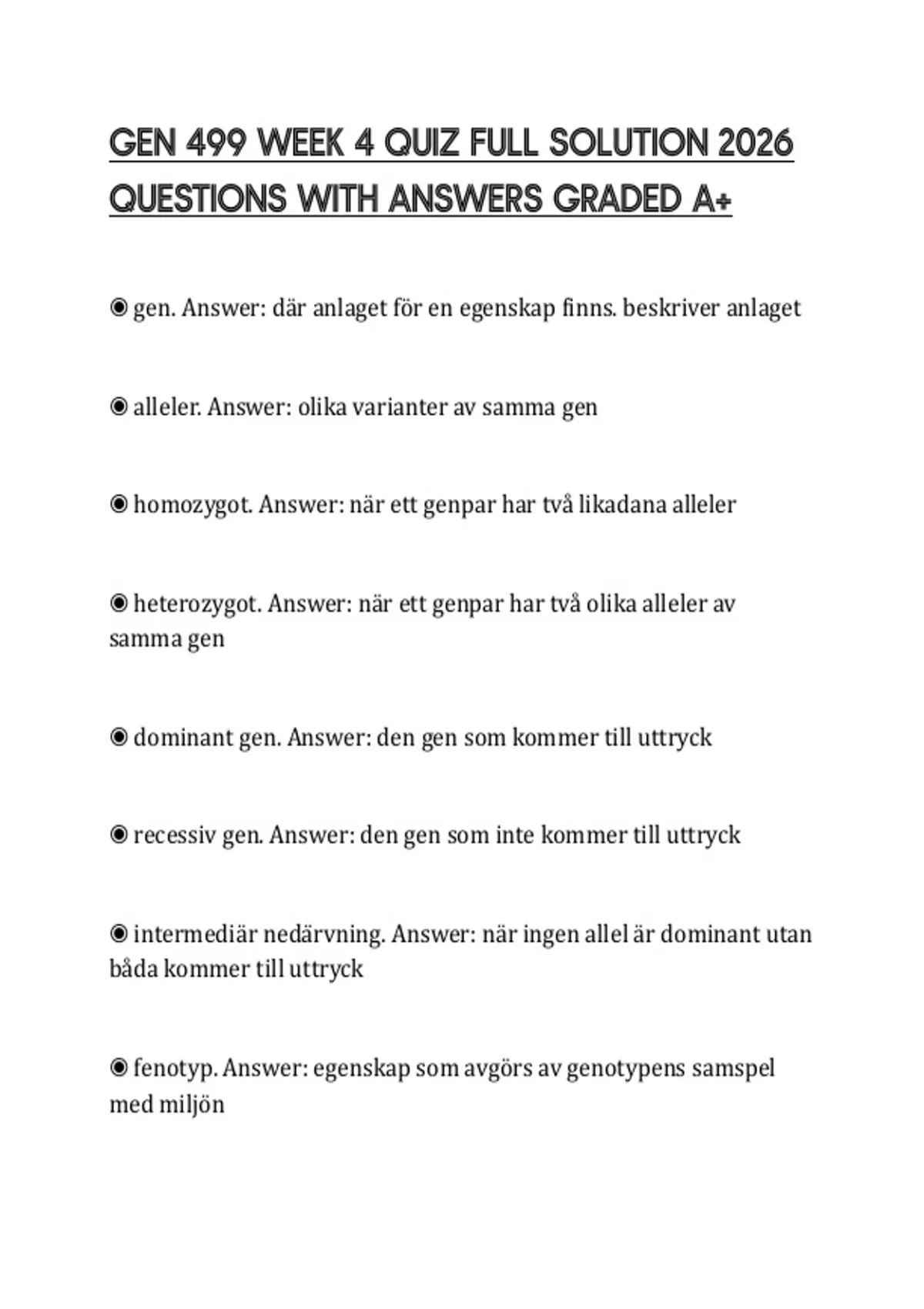 GEN 499 WEEK 4 QUIZ FULL SOLUTION 2026 QUESTIONS WITH ANSWERS GRADED A+ ...