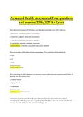 Advanced Health Assessment &ndash; Final Exam Questions and Answers 2026&ndash;2027 &vert; Comprehensive graduate nursing assessment study guide for an A&plus; grade