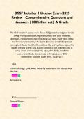 OSSF Installer 1 License Exam 2025 Review &vert; Comprehensive Questions and Answers &vert; 100&percnt; Correct &vert; A Grade  