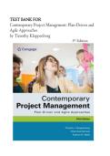 Test Bank for Contemporary Project Management&colon; Plan-Driven and Agile Approaches 5th Edition by Timothy Kloppenborg&vert; Latest 2026